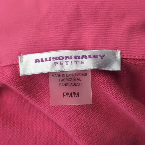 Nwot Fuchia Pink 💯% Cotton Knit Mech Cardigan Jacket with Pocket Detail Size Mp - Picture 4 of 11